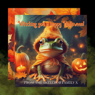 Halloween Witch Frog | Square Whimsical Card