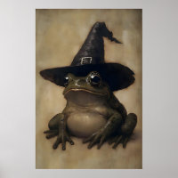 Halloween Witch Frog Vintage Painting, Halloween