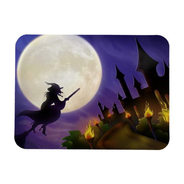 Halloween Witch Full Moon Magnet (Horizontal)