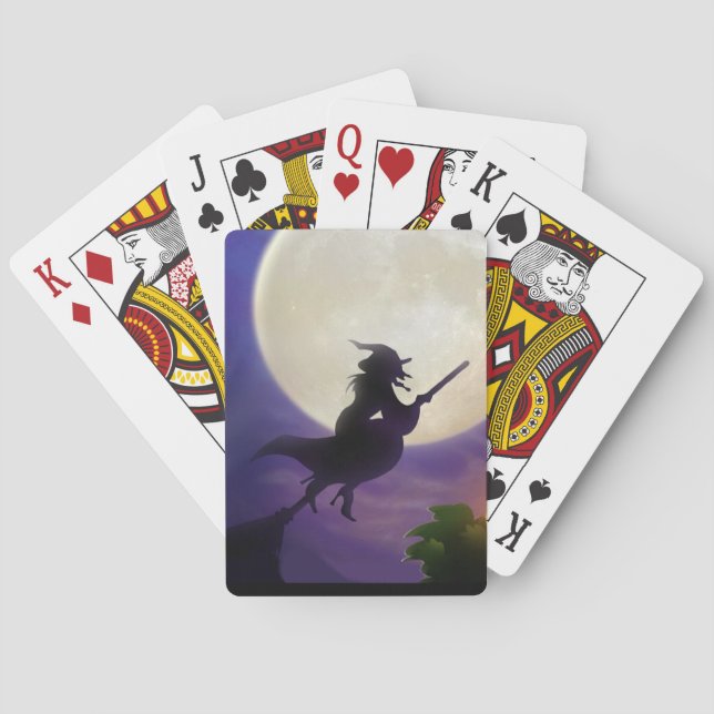 Halloween Witch Full Moon Playing Cards (Back)
