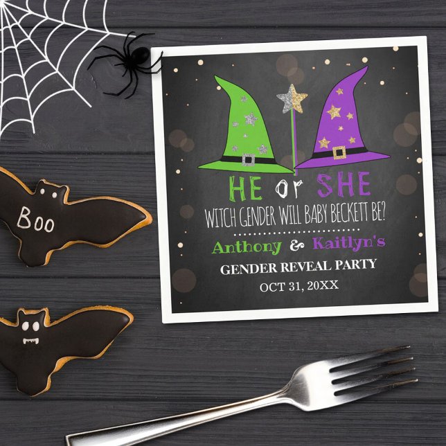 Halloween Witch Gender Reveal Party Napkin (Creator Uploaded)