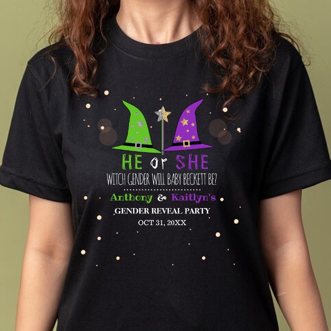 Halloween Witch Gender Reveal Party Tri-Blend Shirt (Creator Uploaded)