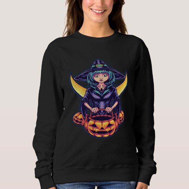 Halloween witch ghost Pumpkin Horror party Hallowe Sweatshirt (Front)