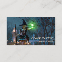 Halloween Witch Girl in the Forest Business Card