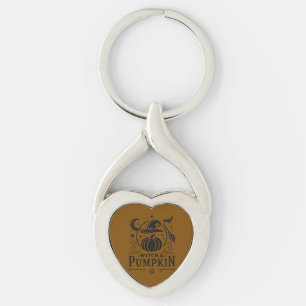 Halloween Witch Hat and Pumpkin Design Magic Art Key Ring