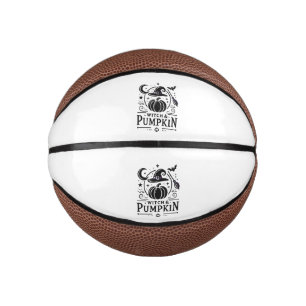 Halloween Witch Hat and Pumpkin Design Magic Art Mini Basketball