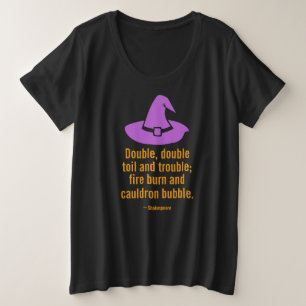Halloween Witch Hat Double Toil And Trouble Funny Plus Size T-Shirt