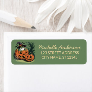 halloween witch hat Frog Pumpkin Return Address