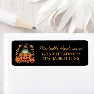 halloween witch hat Frog Pumpkin Return Address L
