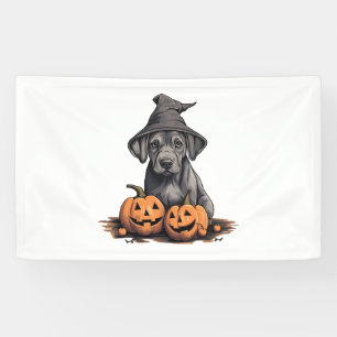 Halloween Witch Hat Pumpkin Dog Great Dane Banner