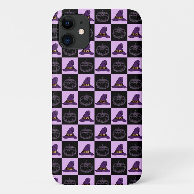 Halloween Witch Hat Pumpkin Face Spooky Pattern Case-Mate iPhone Case (Back)