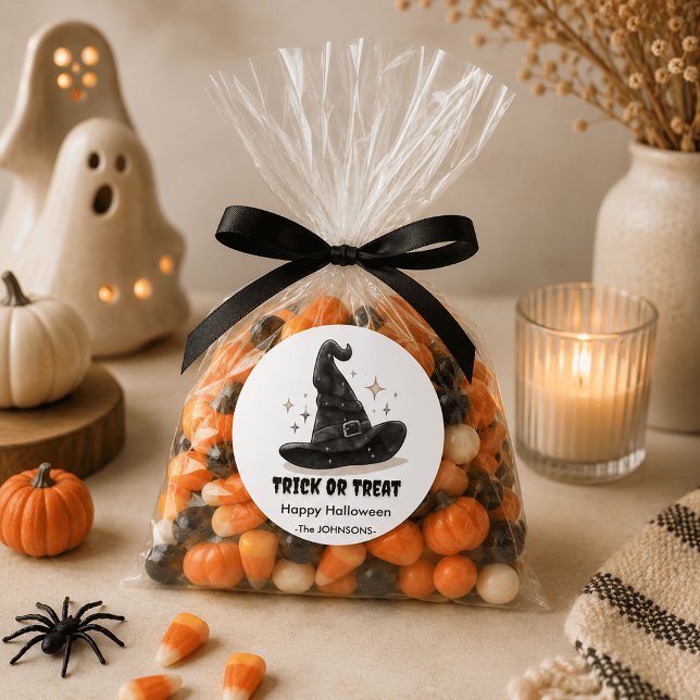 Halloween Witch Hat Spooky Design –  Classic Round Sticker (Creator Uploaded)