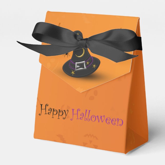Halloween Witch Hat with Spider Favour Box (Front Side)