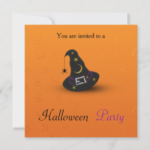 Halloween Witch Hat with Spider Invitation