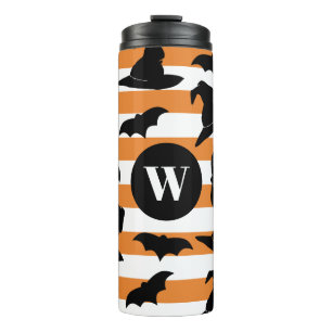 Halloween Witch Hats & Bats   Personalised Thermal Tumbler