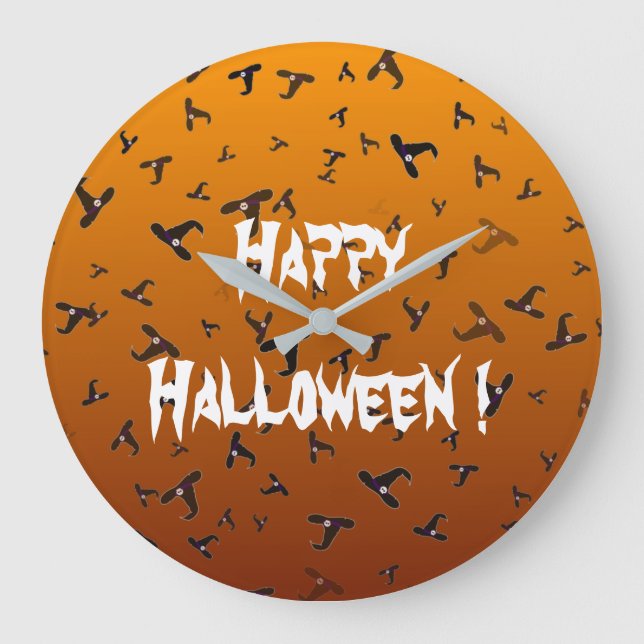 Halloween Witch Hats Large Clock (Front)