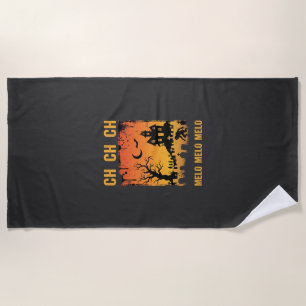 Halloween Witch Haunted House Silhouette Art_1 Beach Towel