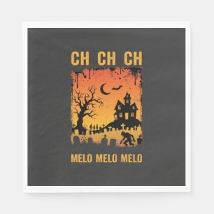 Halloween Witch Haunted House Silhouette Art_1 Napkin