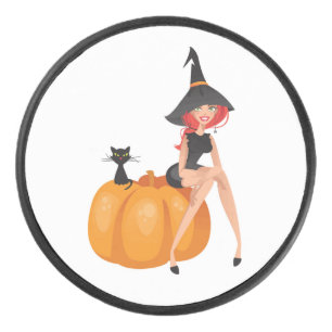 HALLOWEEN WITCH HOCKEY PUCK