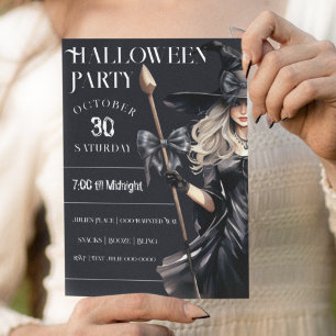 Halloween Witch in Black  Invitation