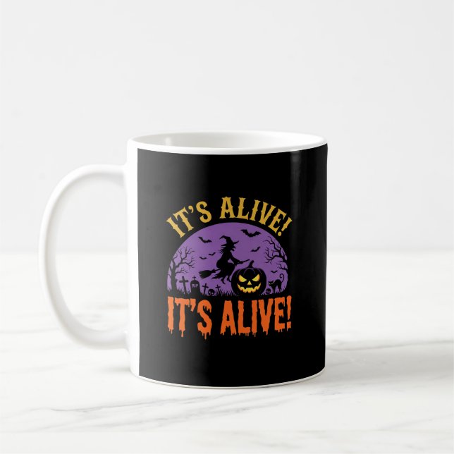 Halloween Witch Jack O Lantern It's Alive Coffee Mug (Left)