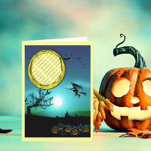 Halloween Witch, Jack o' Lanterns, Photo Frame Card