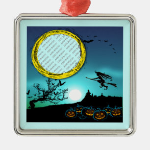 Halloween Witch, Jack o' Lanterns, Photo Frame Metal Tree Decoration