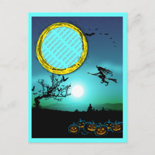 Halloween Witch, Jack o' Lanterns, Photo Frame Postcard