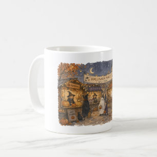 Halloween Witch Market Scene Illustration Coffee Mug