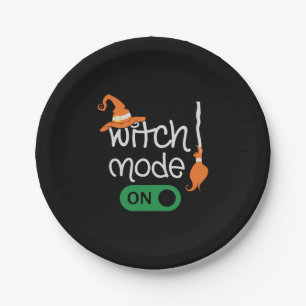 Halloween Witch Mode On Paper Plate