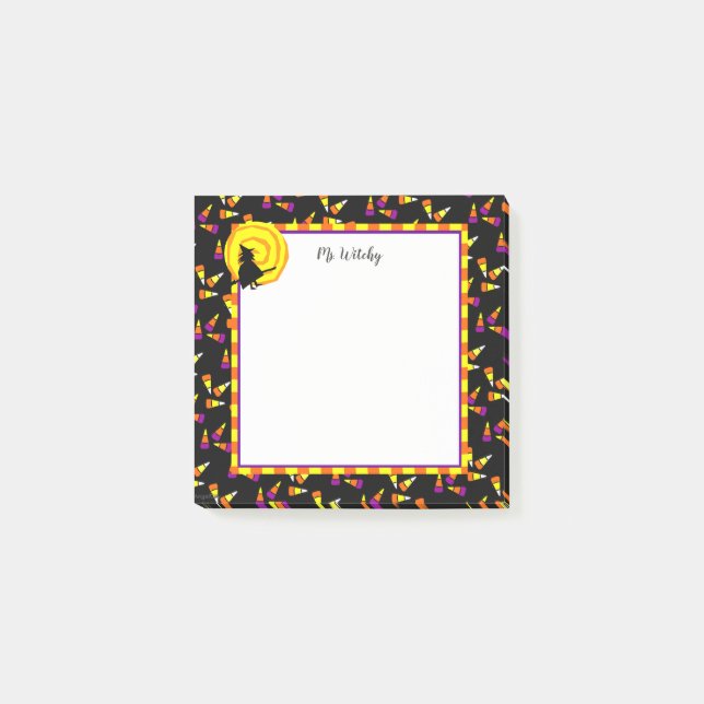 Halloween Witch Moon Candy Corn Custom Stickies Post-it Notes (Front)