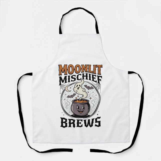 Halloween Witch Moon Mischief Apron (Front)