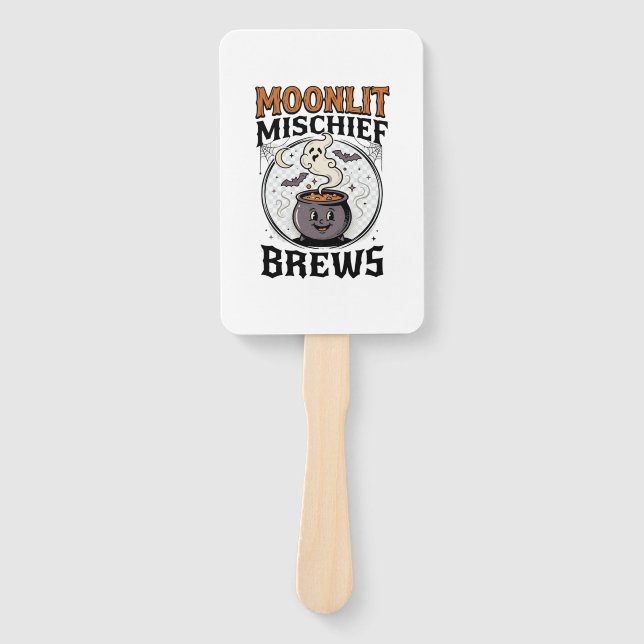 Halloween Witch Moon Mischief Hand Fan (Front)