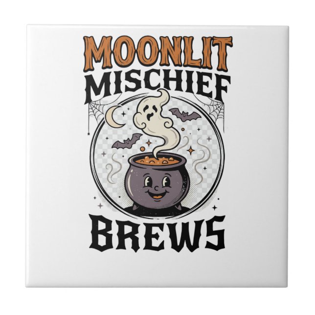 Halloween Witch Moon Mischief Tile (Front)
