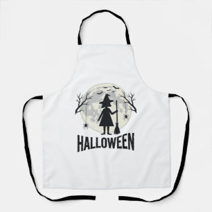 Halloween Witch Moon Vintage Engraving Design_1 Apron