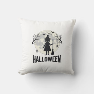 Halloween Witch Moon Vintage Engraving Design_1 Cushion
