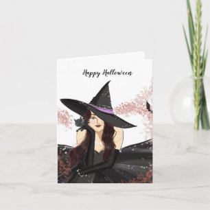 halloween, witch note card