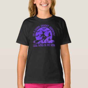 Halloween Witch On A Dark Desert  Highway T-Shirt