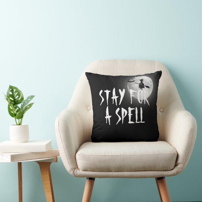 Halloween Witch On a Full Moon Cushion (Chair)