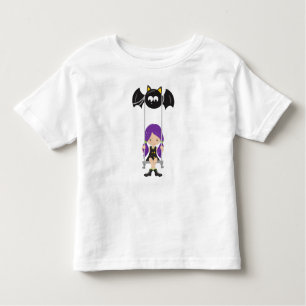 Halloween, Witch On A Swing, Bat, Trick Or Treat Toddler T-Shirt