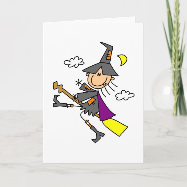 Halloween Witch on Broom Card (Front)