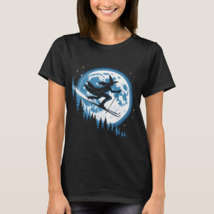 Halloween Witch on Moonlit Skis T-Shirt