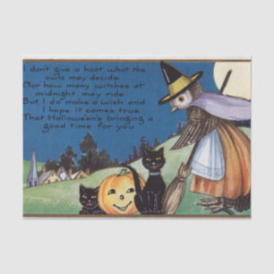 Halloween witch owl black cats party tissue paper