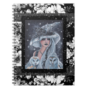 Halloween witch owl by Renee Lavoie Notebook