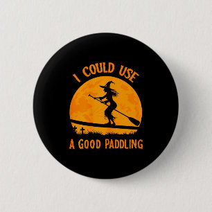 Halloween Witch Paddleboarder Sup Standup Paddling 6 Cm Round Badge