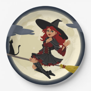 Halloween witch paper plate
