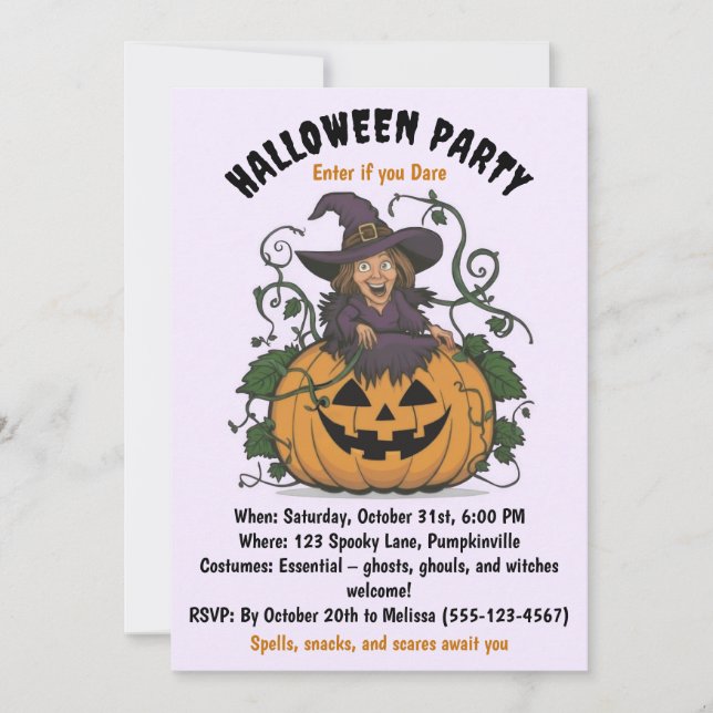 Halloween Witch Party Invitation (Front)