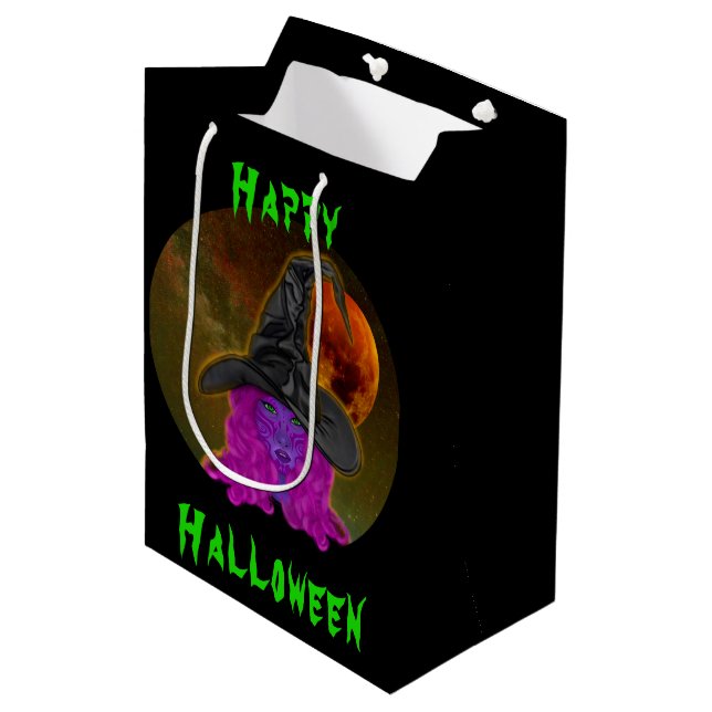 Halloween Witch Party Medium Gift Bag (Front Angled)