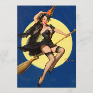 Halloween Witch Pin Up Girl Card
