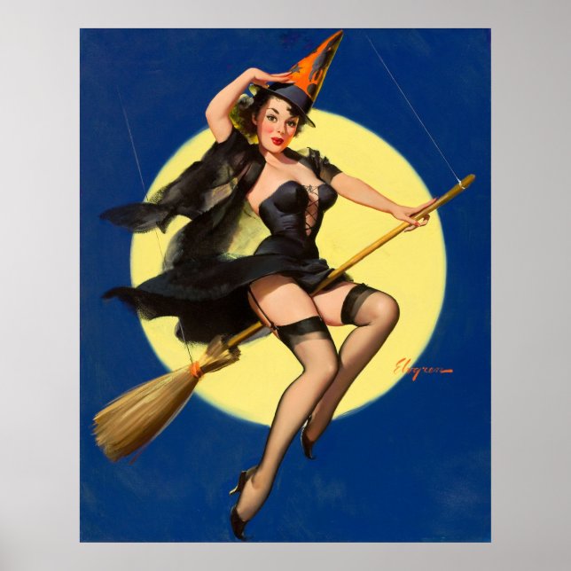 Halloween Witch Pin Up Girl Witch Poster (Front)